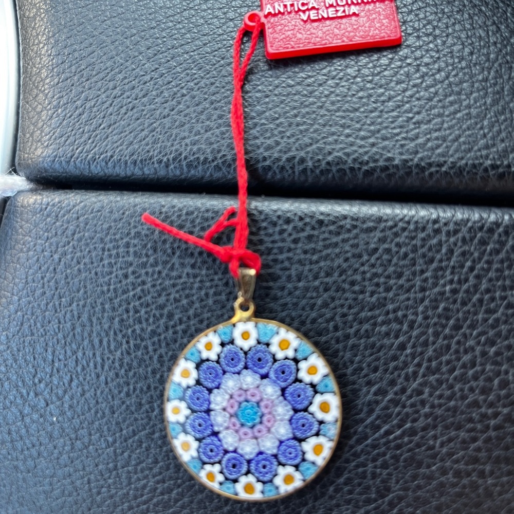 Antica Murrina Venezia Blue Glass and Gold Pendant from Italy NWT - Picture 5 of 5